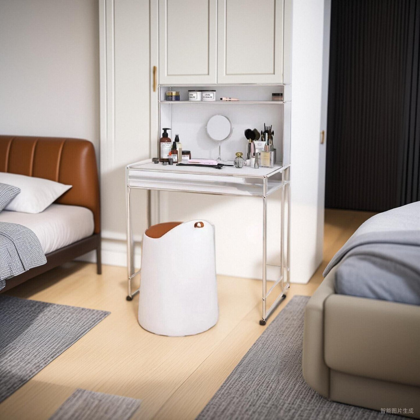 Multi-functional Modular Stainless Steel Desk Makeup Vanity Side Table for Bedroom Home Office