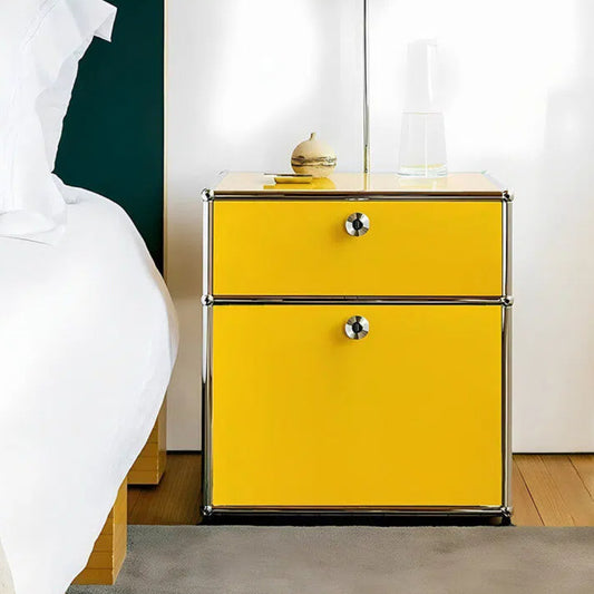 Custom Stainless Steel Modular Nightstand, Minimalist 2-Drawer Side Cabinet