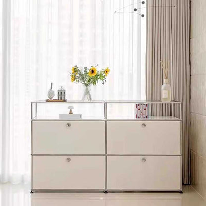 Minimalist Stainless Steel Modular Sideboard Lockable Drawer Storage Cabinet for Bedroom Entryway