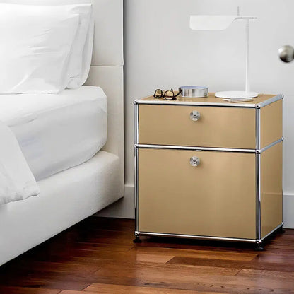 Custom Stainless Steel Modular Nightstand, Minimalist 2-Drawer Side Cabinet