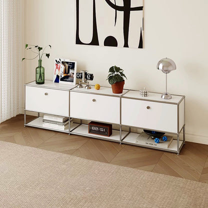 Cream Style Modular Stainless Steel TV Stand Open Shelf Hallway Sideboard for Home Decor