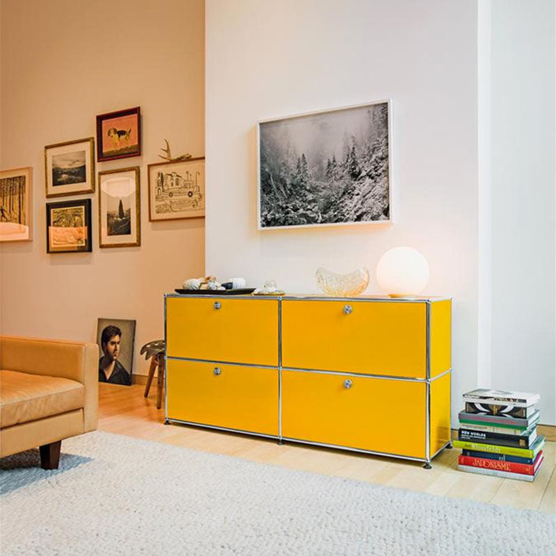 Ins Vintage 4-Door Buffet Cabinet, Stainless Steel Modular Storage Unit
