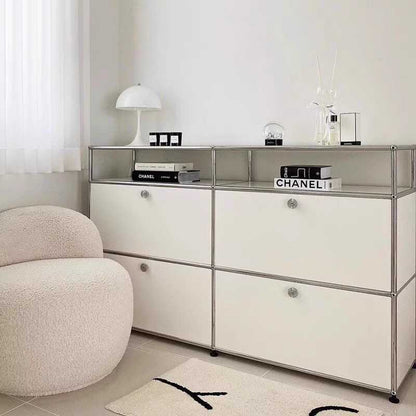 Minimalist Stainless Steel Modular Sideboard Lockable Drawer Storage Cabinet for Bedroom Entryway
