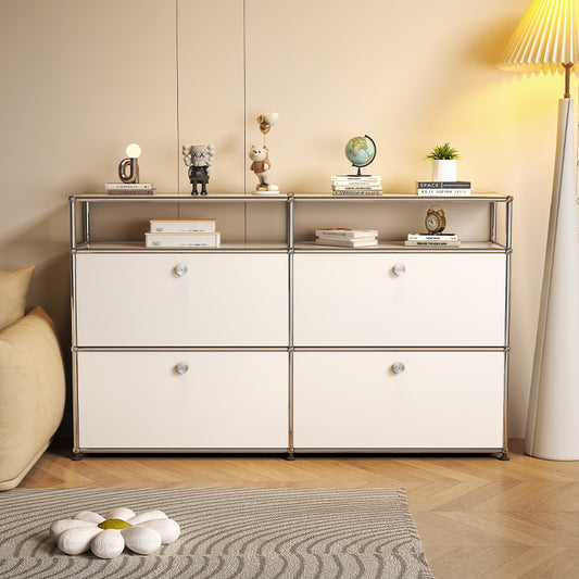 Vintage Modular Stainless Steel Sideboard Lockable Drawer TV Stand Nightstand Buffet Storage Cabinet