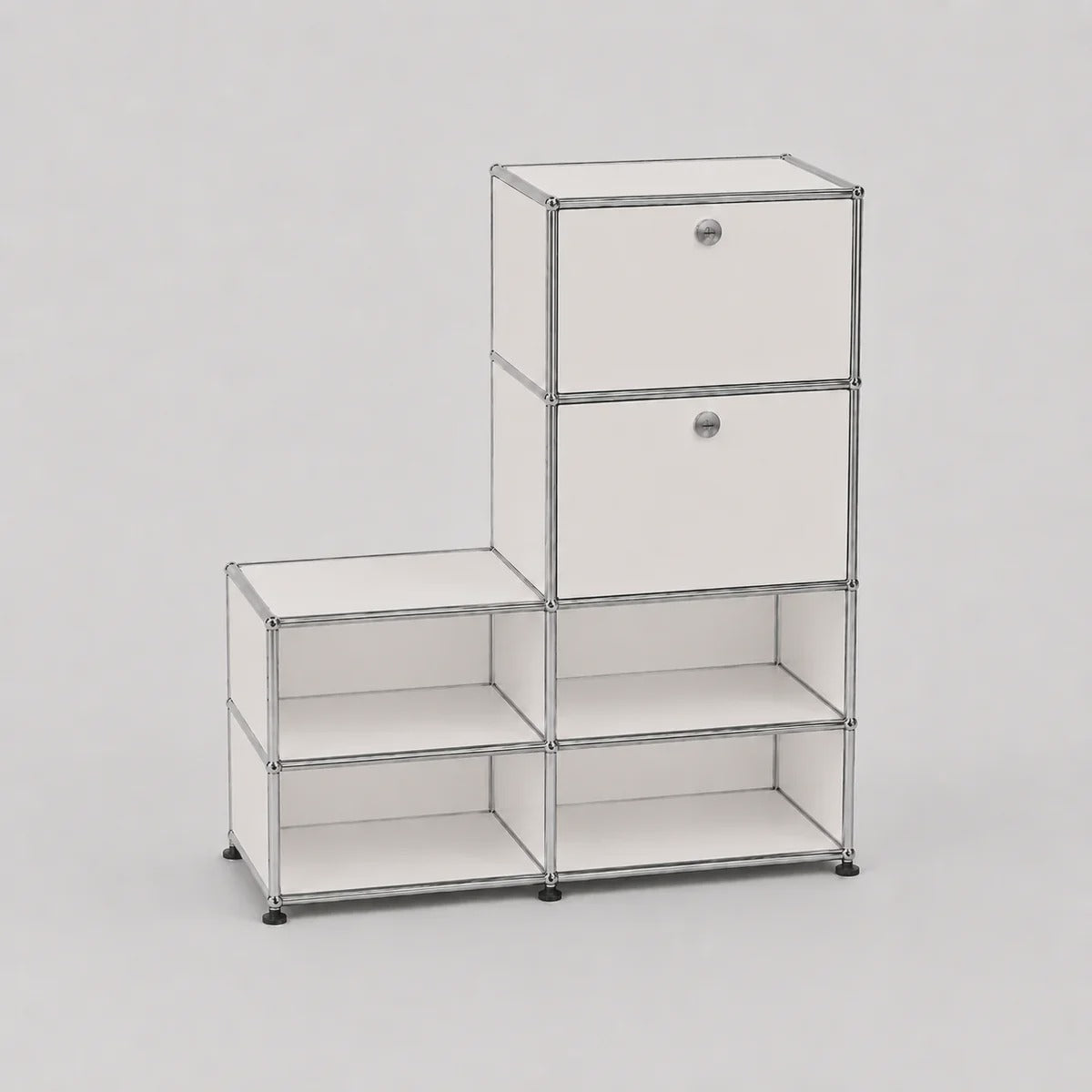 Vintage Modular Stainless Steel Sideboard Lockable Drawer TV Stand Nightstand Buffet Storage Cabinet