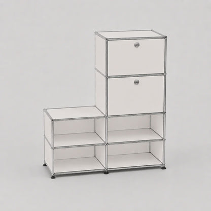 Vintage Modular Stainless Steel Sideboard Lockable Drawer TV Stand Nightstand Buffet Storage Cabinet