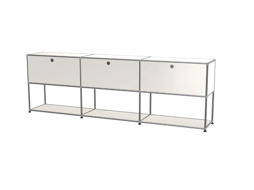 Vintage Modular Stainless Steel Sideboard Lockable Drawer TV Stand Nightstand Buffet Storage Cabinet