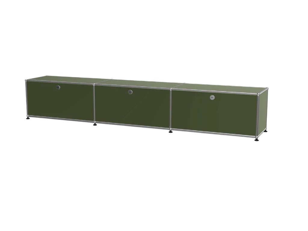 Vintage Modular Stainless Steel TV Stand with Large Storage Space