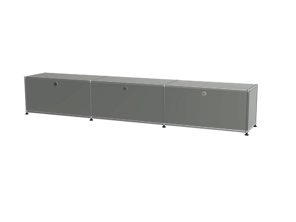 Vintage Modular Stainless Steel TV Stand with Large Storage Space