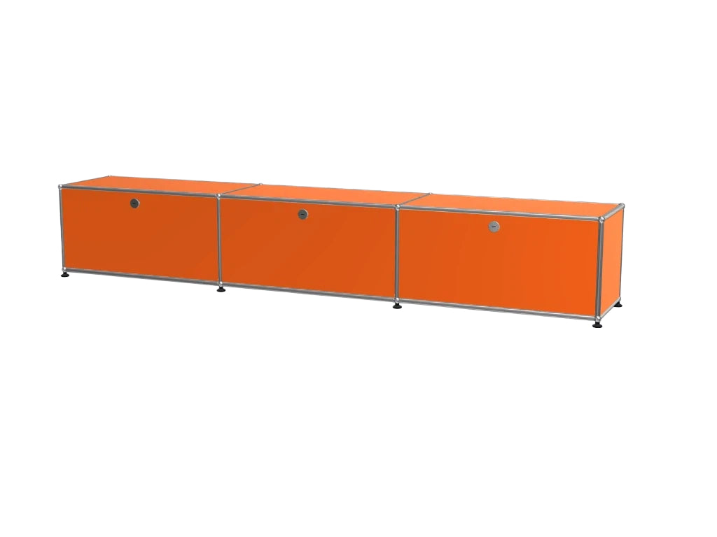 Vintage Modular Stainless Steel TV Stand with Large Storage Space