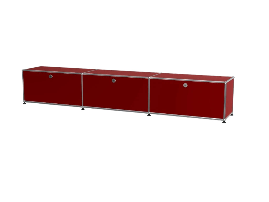 Vintage Modular Stainless Steel TV Stand with Large Storage Space