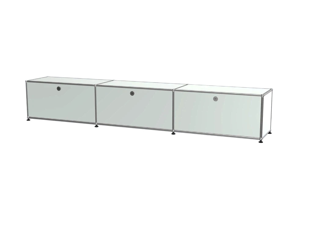 Vintage Modular Stainless Steel TV Stand with Large Storage Space