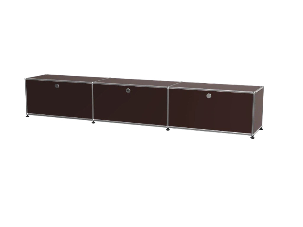 Vintage Modular Stainless Steel TV Stand with Large Storage Space