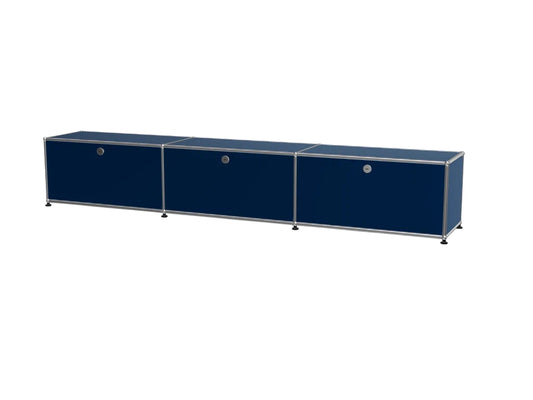 Vintage Modular Stainless Steel TV Stand with Large Storage Space