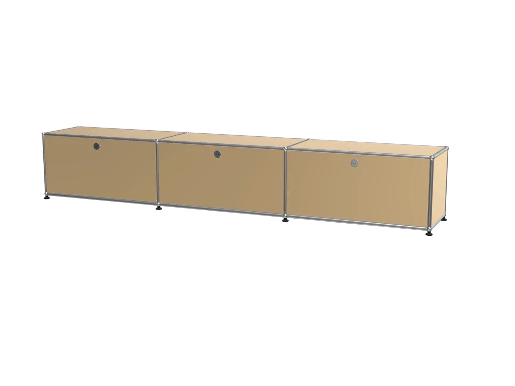 Vintage Modular Stainless Steel TV Stand with Large Storage Space