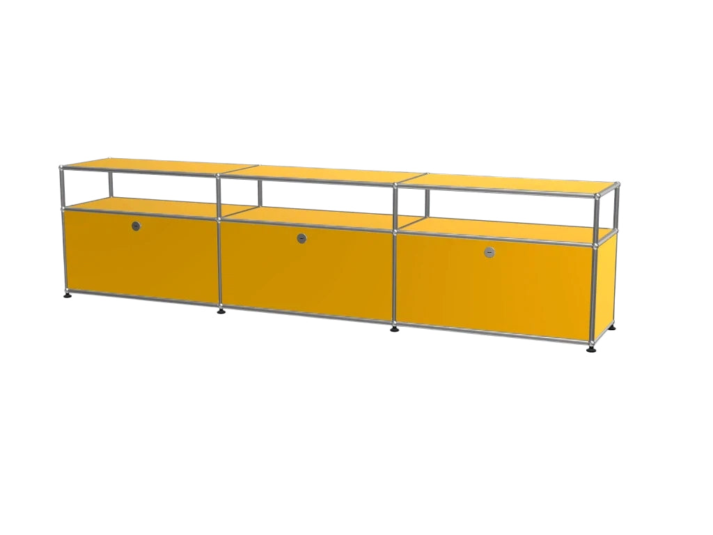 3-Door Stainless Steel Modular TV Cabinet, Open Display Home Bar Sideboard