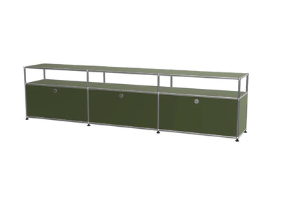 3-Door Stainless Steel Modular TV Cabinet, Open Display Home Bar Sideboard