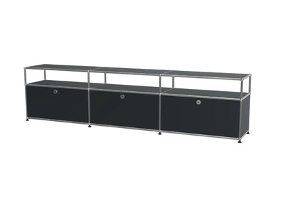 3-Door Stainless Steel Modular TV Cabinet, Open Display Home Bar Sideboard