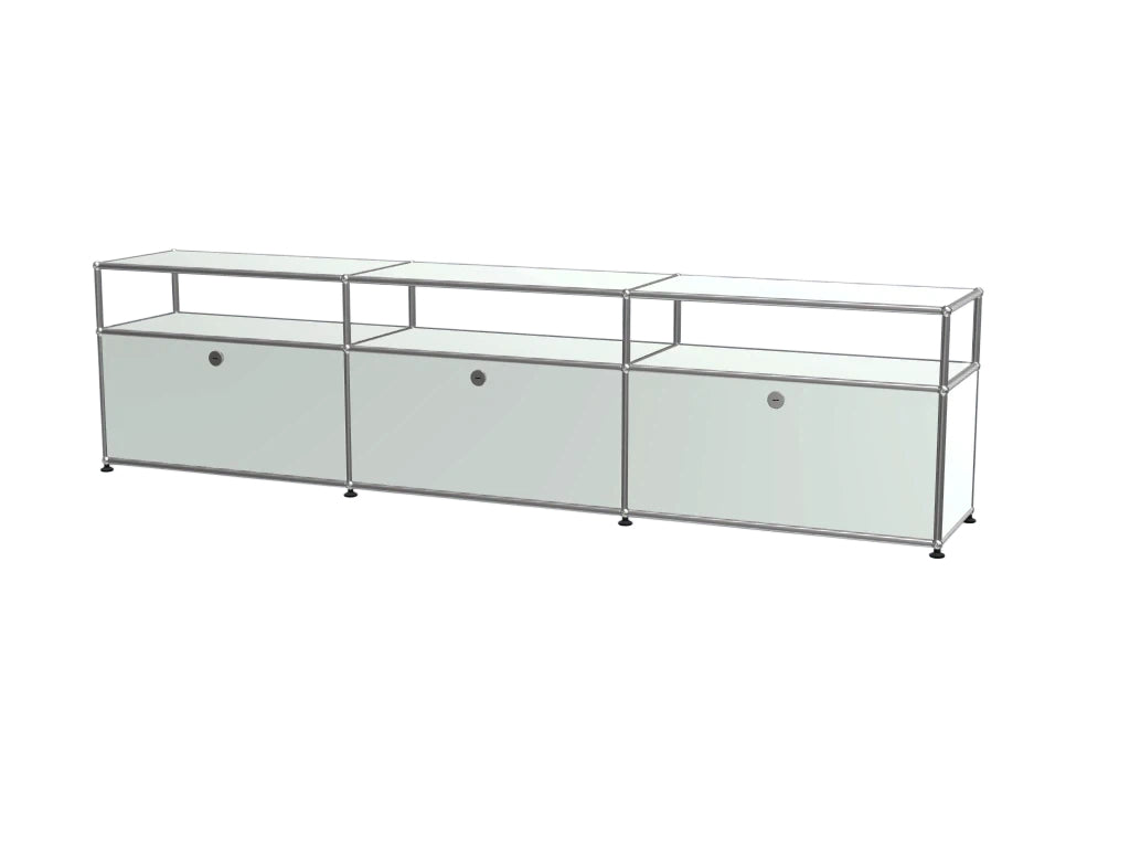 3-Door Stainless Steel Modular TV Cabinet, Open Display Home Bar Sideboard