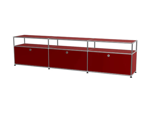 3-Door Stainless Steel Modular TV Cabinet, Open Display Home Bar Sideboard