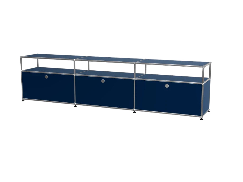 3-Door Stainless Steel Modular TV Cabinet, Open Display Home Bar Sideboard