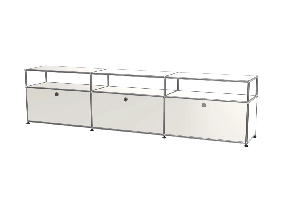 Vintage Modular Stainless Steel Sideboard Lockable Drawer TV Stand Nightstand Buffet Storage Cabinet