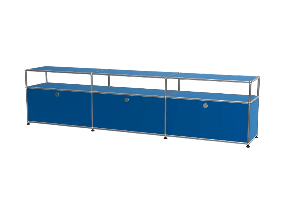 3-Door Stainless Steel Modular TV Cabinet, Open Display Home Bar Sideboard