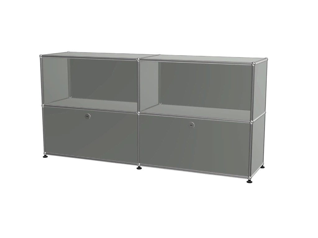 Vintage Stainless Steel Modular TV Stand & Side Storage Cabinet