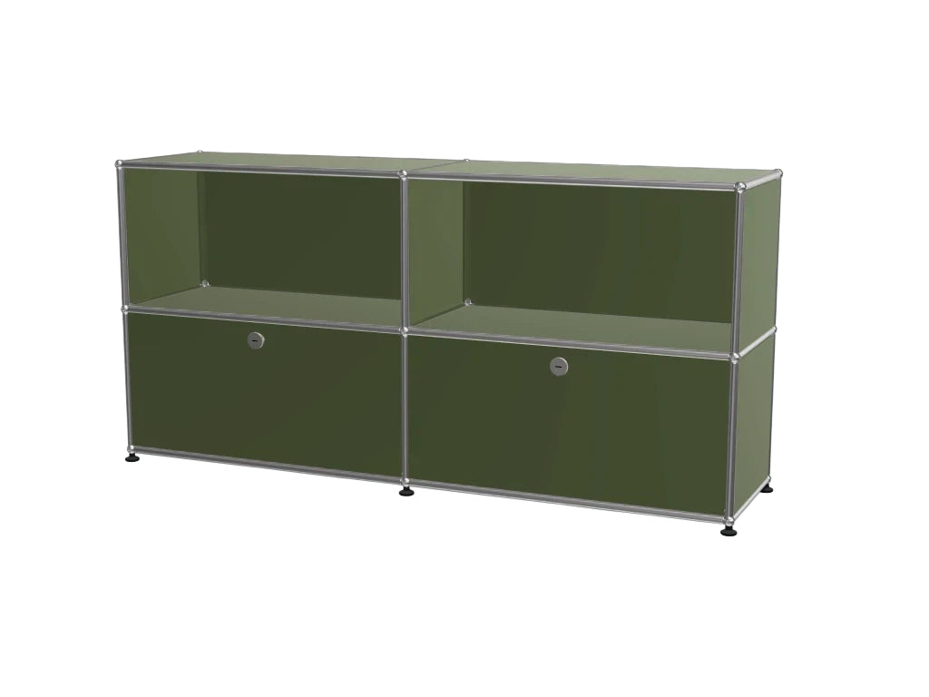 Vintage Stainless Steel Modular TV Stand & Side Storage Cabinet