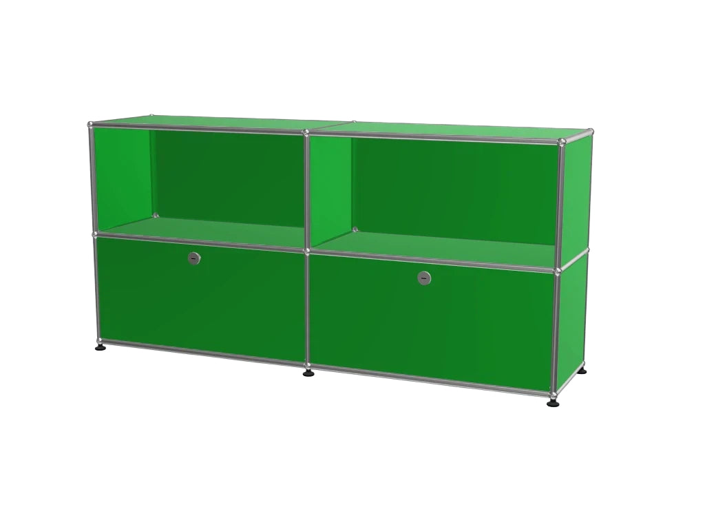 Vintage Stainless Steel Modular TV Stand & Side Storage Cabinet