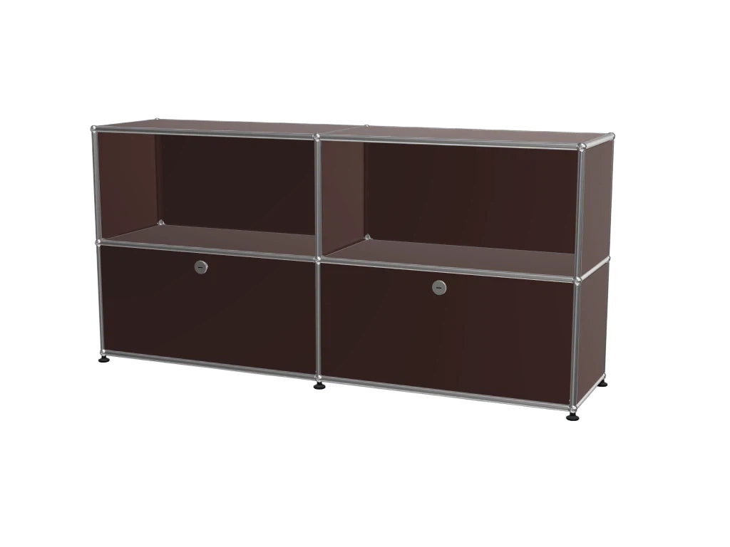 Vintage Stainless Steel Modular TV Stand & Side Storage Cabinet