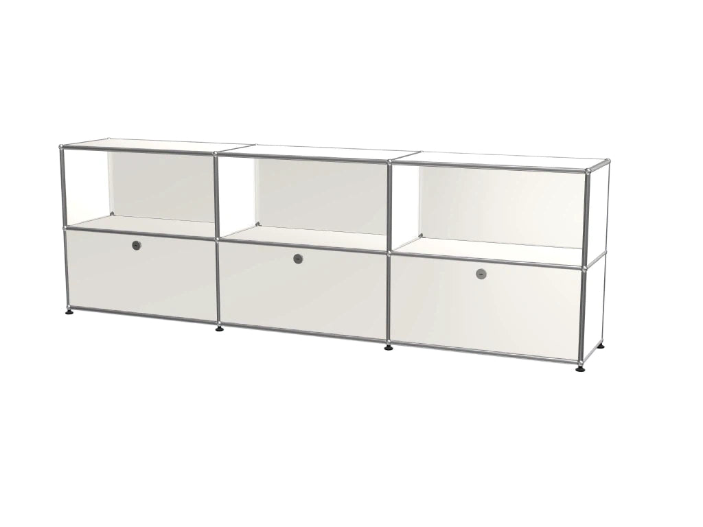 Vintage Modular Stainless Steel Sideboard Lockable Drawer TV Stand Nightstand Buffet Storage Cabinet
