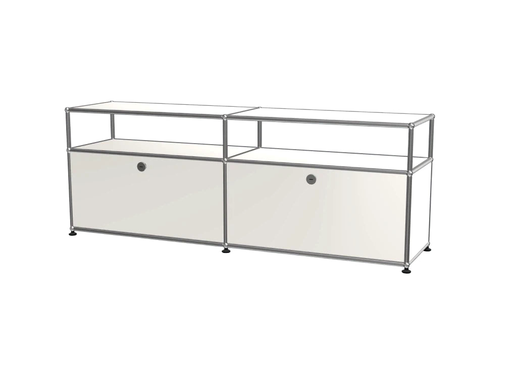 Vintage Modular Stainless Steel Sideboard Lockable Drawer TV Stand Nightstand Buffet Storage Cabinet