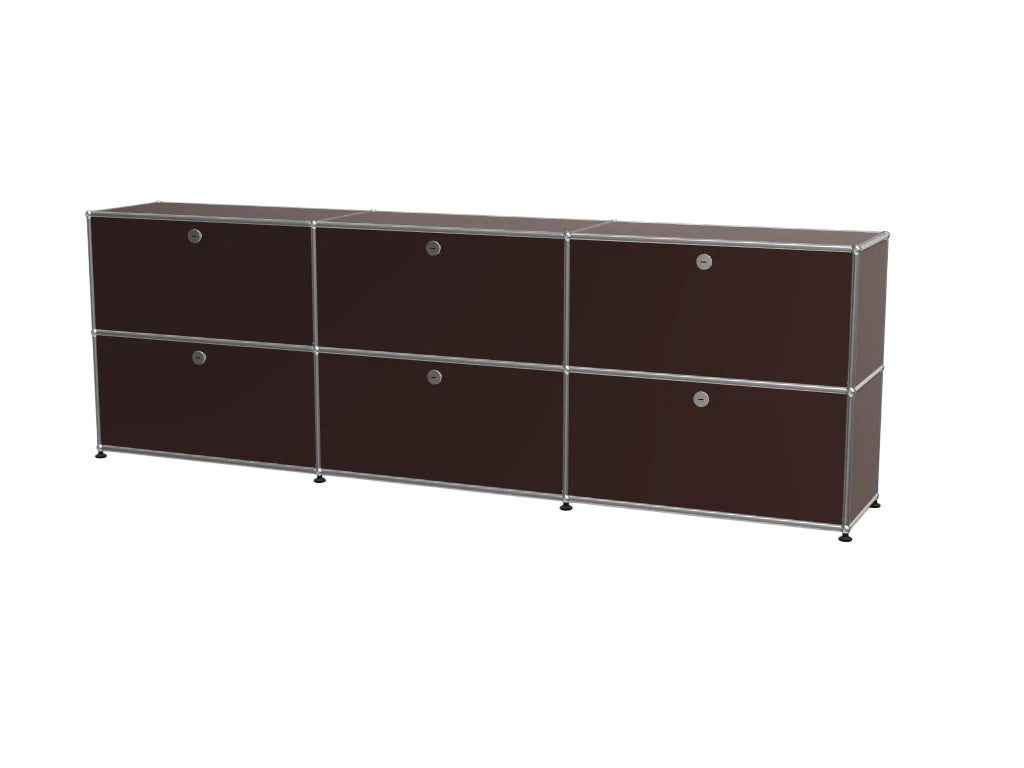 Vintage Modular Stainless Steel TV Stand with Large Storage Space