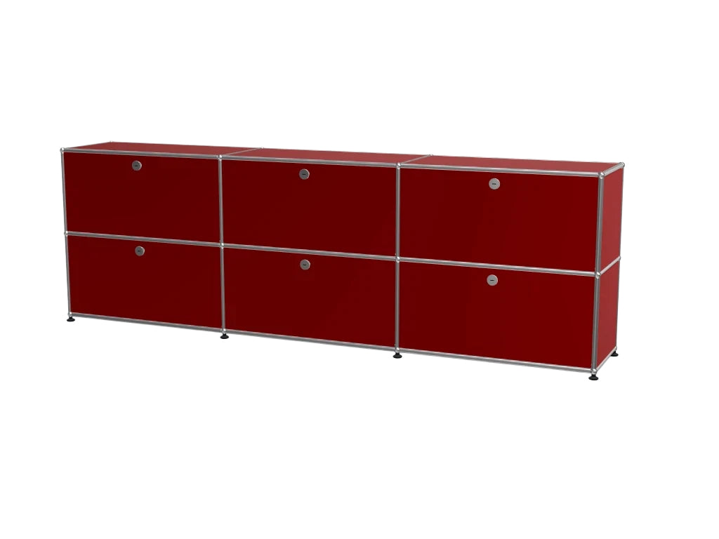 Vintage Modular Stainless Steel TV Stand with Large Storage Space