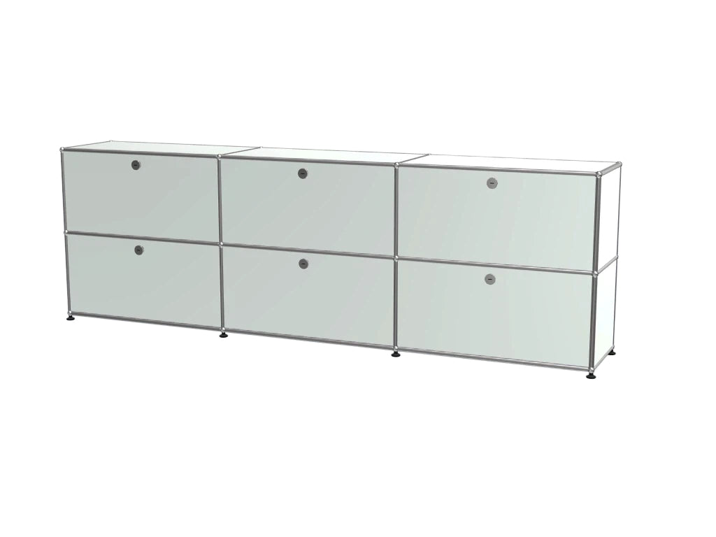 Vintage Modular Stainless Steel TV Stand with Large Storage Space