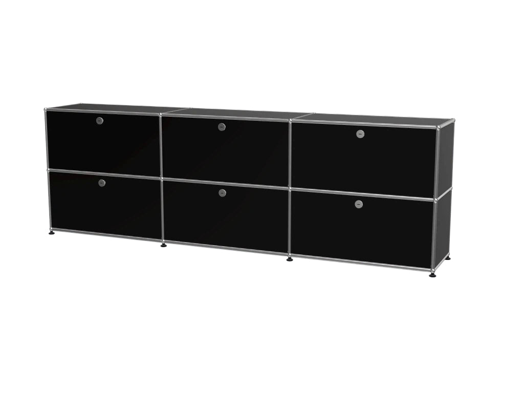 Vintage Modular Stainless Steel TV Stand with Large Storage Space