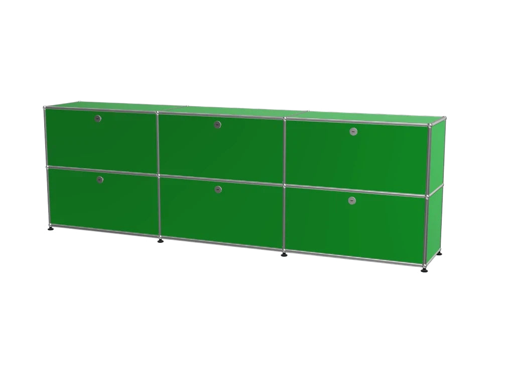 Vintage Modular Stainless Steel TV Stand with Large Storage Space