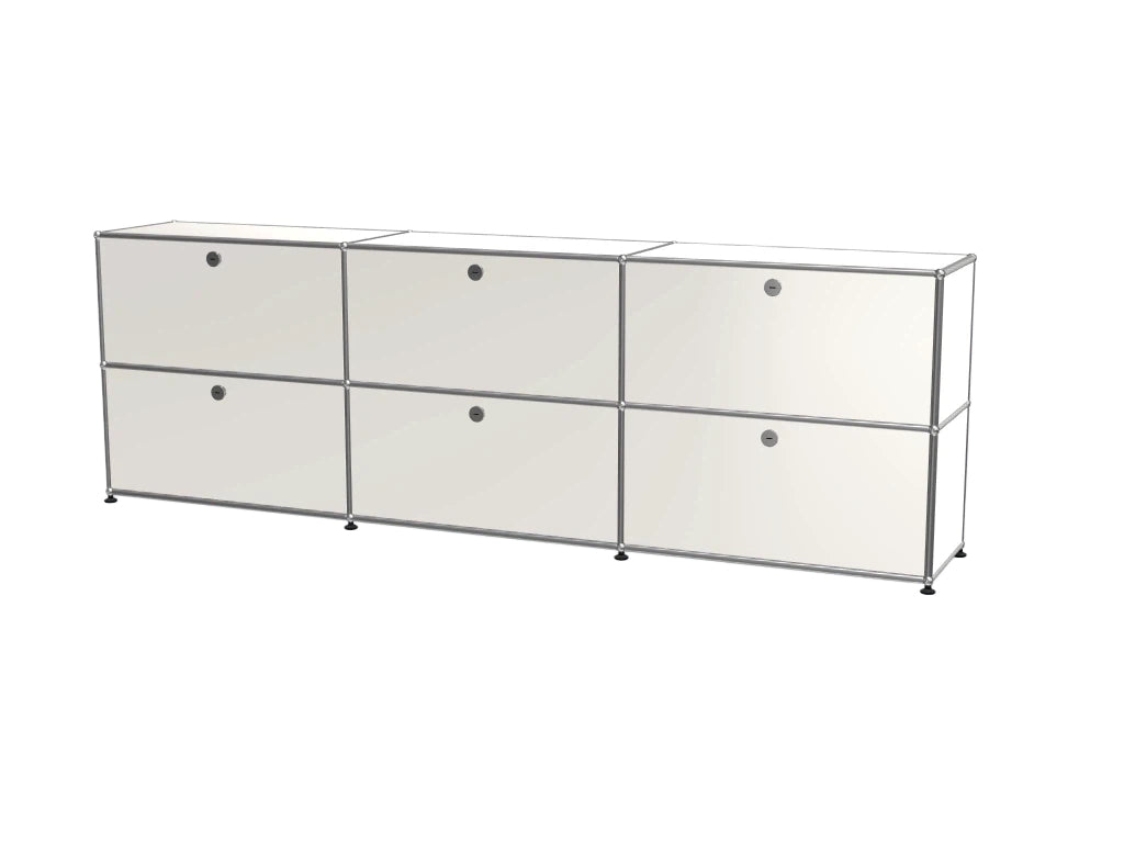 Vintage Modular Stainless Steel TV Stand with Large Storage Space