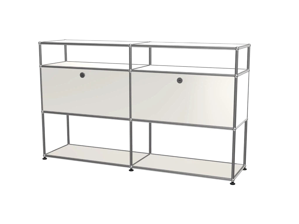 Vintage Modular Stainless Steel Sideboard Lockable Drawer TV Stand Nightstand Buffet Storage Cabinet