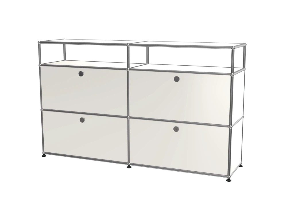 Vintage Modular Stainless Steel Sideboard Lockable Drawer TV Stand Nightstand Buffet Storage Cabinet