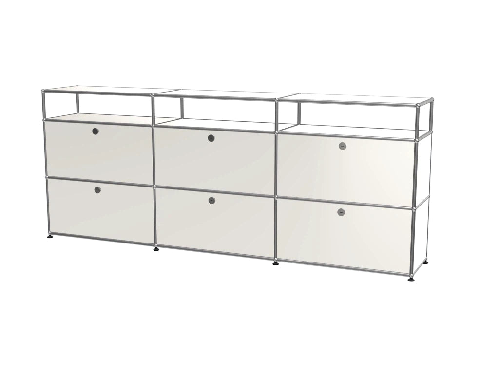 Vintage Modular Stainless Steel Sideboard Lockable Drawer TV Stand Nightstand Buffet Storage Cabinet