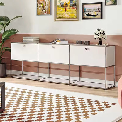 Modular Stainless Steel TV Stand, Customizable Multi-purpose Storage Cabinet