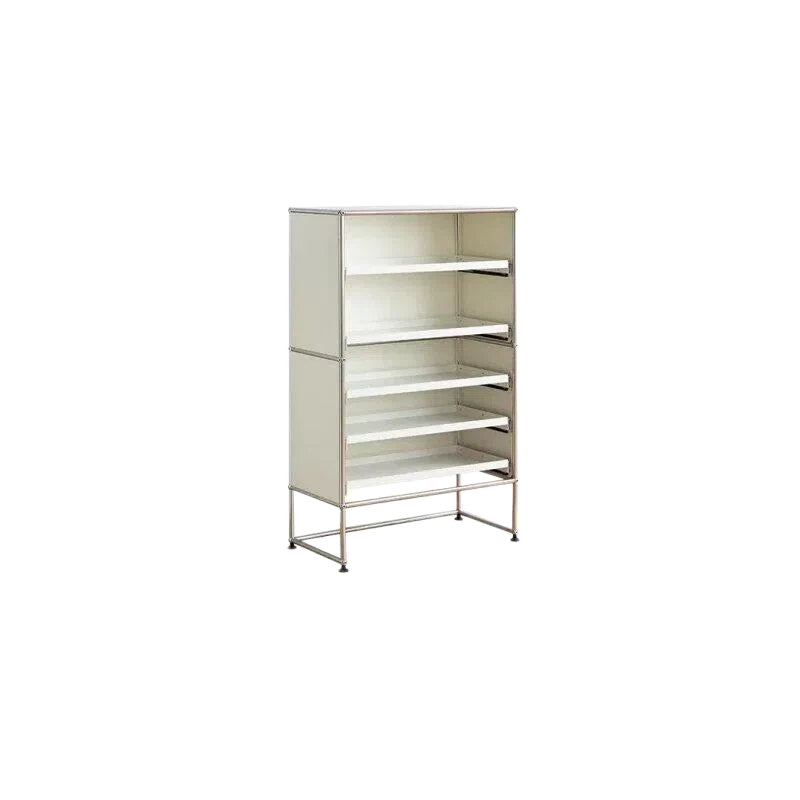 Mid-century Stainless Steel Modular Shoe Cabinet Pull-out Drawer Entryway Storage Wardrobe