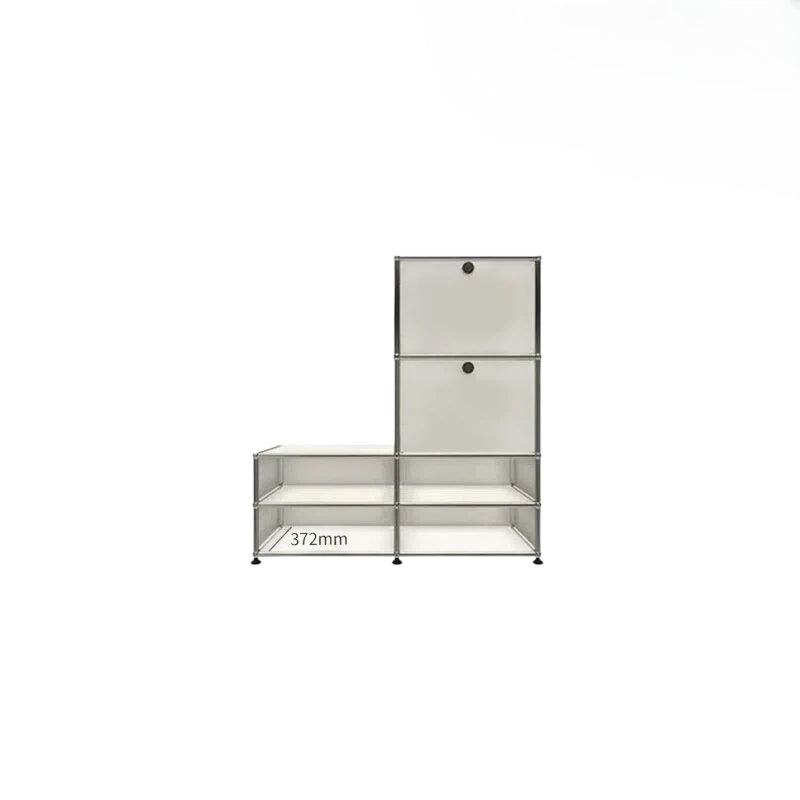 Mid-century Stainless Steel Modular Shoe Cabinet Pull-out Drawer Entryway Storage Wardrobe