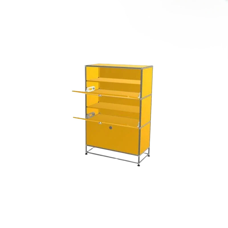 Mid-century Stainless Steel Modular Shoe Cabinet Pull-out Drawer Entryway Storage Wardrobe