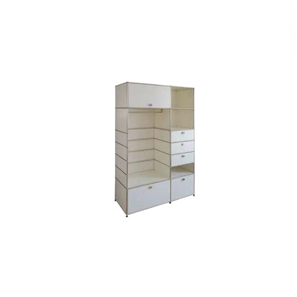 Mid-century Stainless Steel Modular Shoe Cabinet Pull-out Drawer Entryway Storage Wardrobe