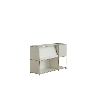 Vintage Modular Stainless Steel Sideboard Lockable Drawer TV Stand Nightstand Buffet Storage Cabinet