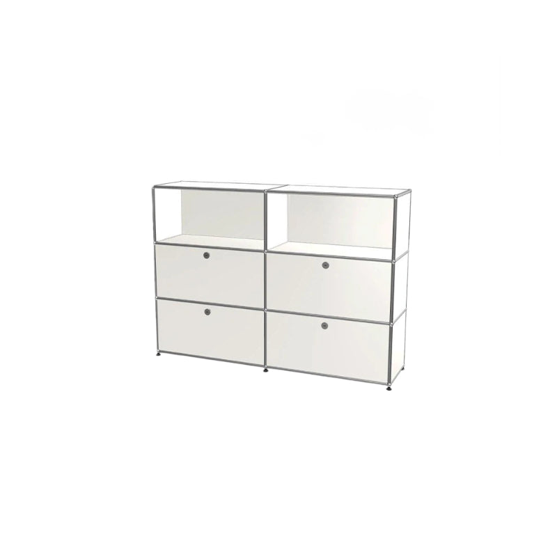 Vintage Modular Stainless Steel Sideboard Lockable Drawer TV Stand Nightstand Buffet Storage Cabinet