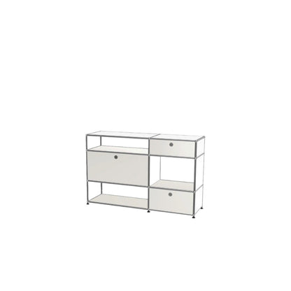 Vintage Modular Stainless Steel Sideboard Lockable Drawer TV Stand Nightstand Buffet Storage Cabinet